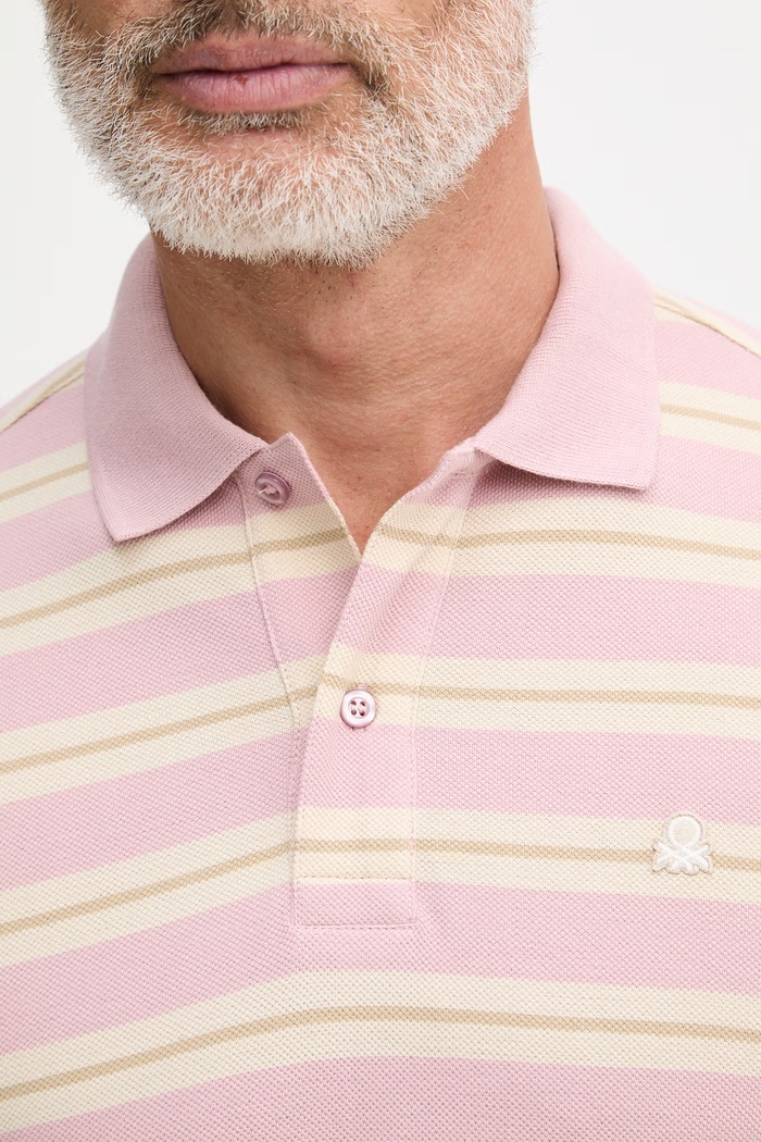 United Colors of Benetton polo tričko pánske bavlnené 3UTCU302S ružová