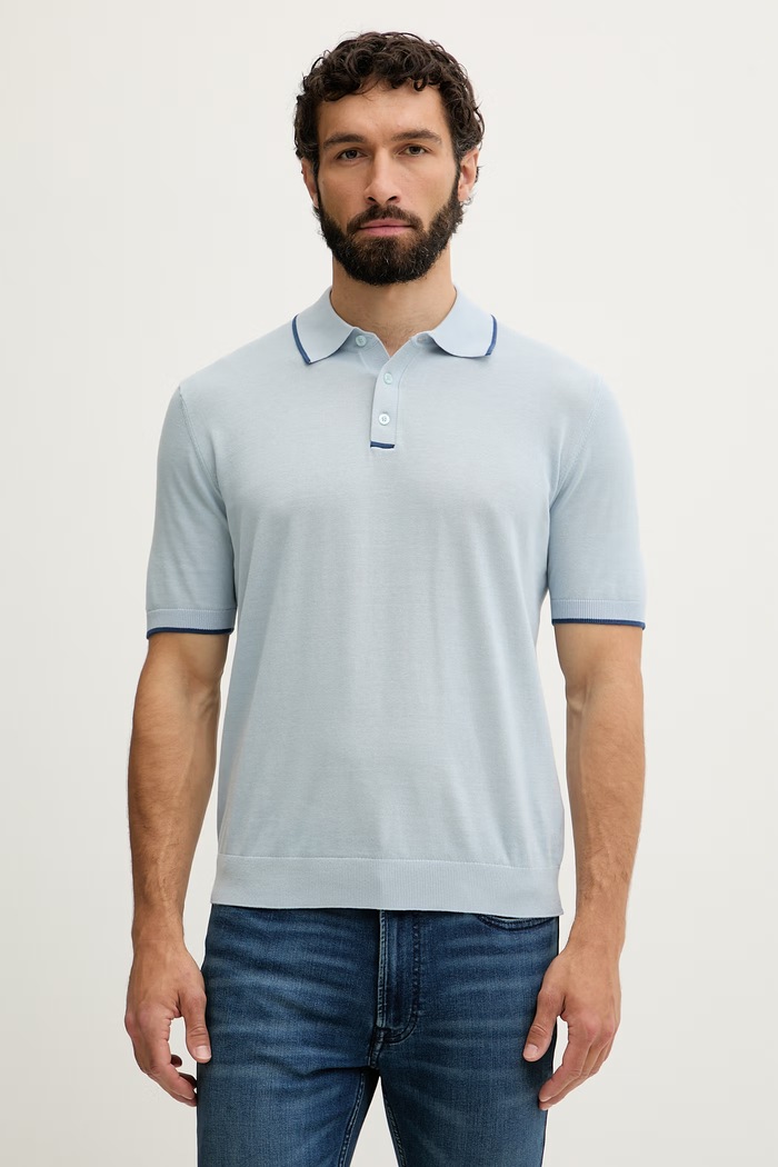 United Colors of Benetton polo swetrowe męskie bawełniane niebieski 1X56K301S