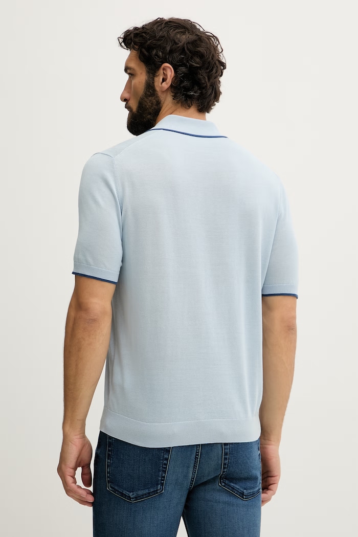 Odzież United Colors of Benetton polo swetrowe męskie bawełniane 1X56K301S niebieski