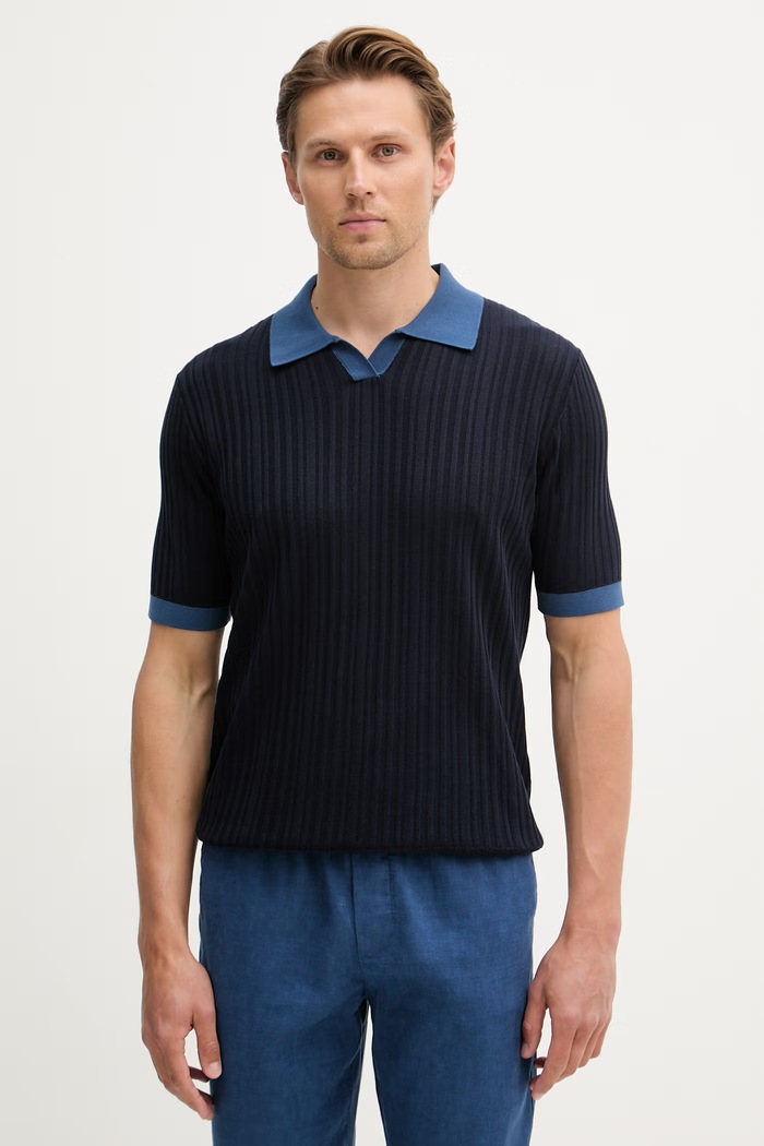 United Colors of Benetton polo męskie bawełniane granatowy 1X56U301V