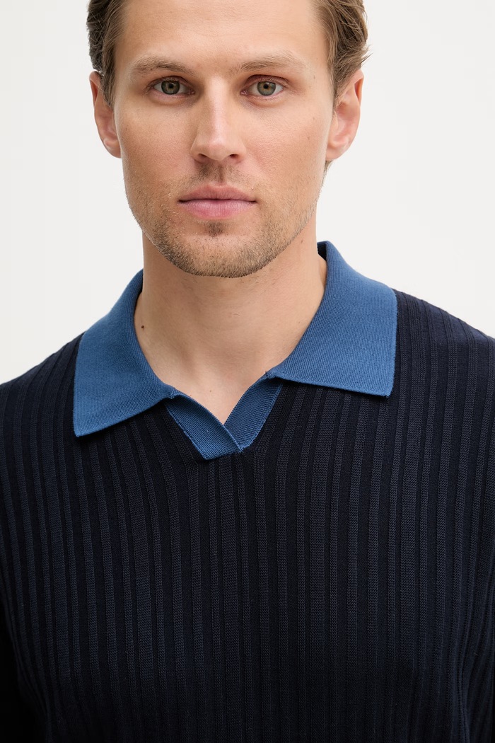 United Colors of Benetton polo męskie bawełniane granatowy 1X56U301V