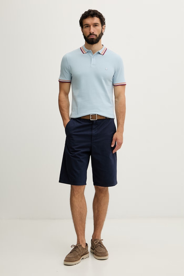 United Colors of Benetton πόλο ανδρικό βαμβακερό με ελαστάν 3F9HU302W μπλε SS26