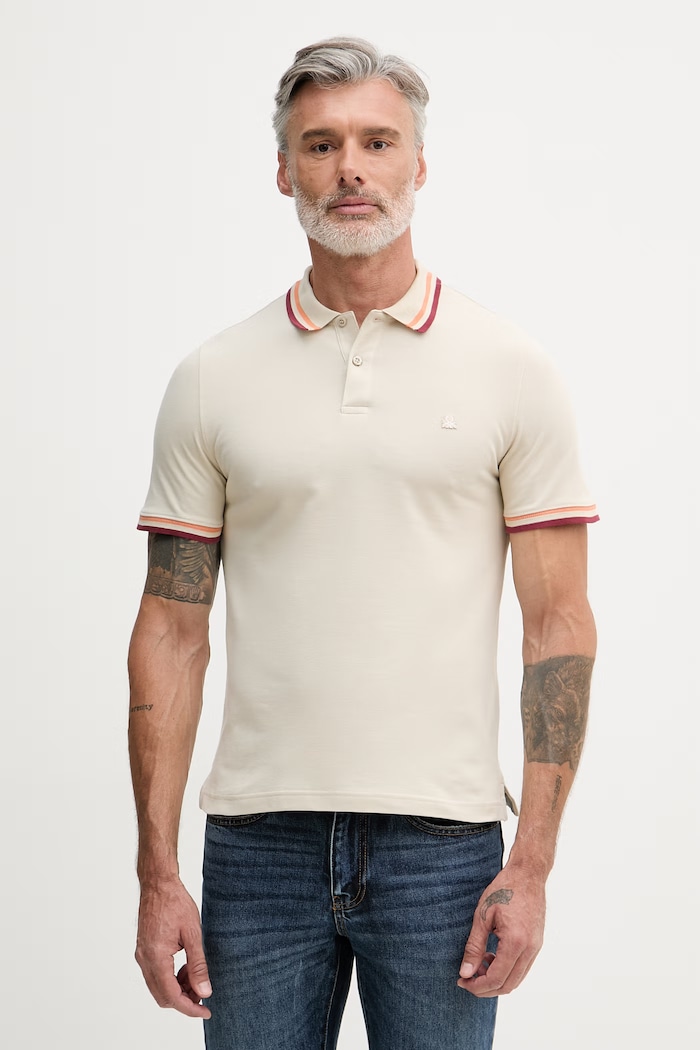 United Colors of Benetton polo tričko pánske bavlnené s elastanom béžová 3F9HU302W
