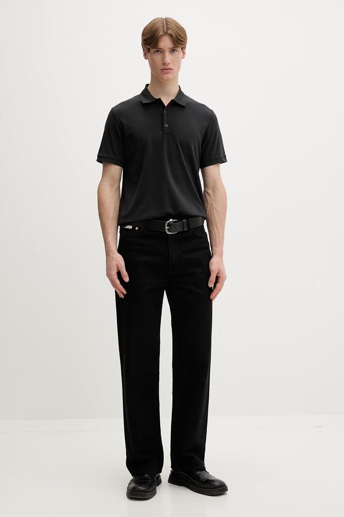 rag & bone polo tričko pánske MBC25SP046PK46 čierna SS26