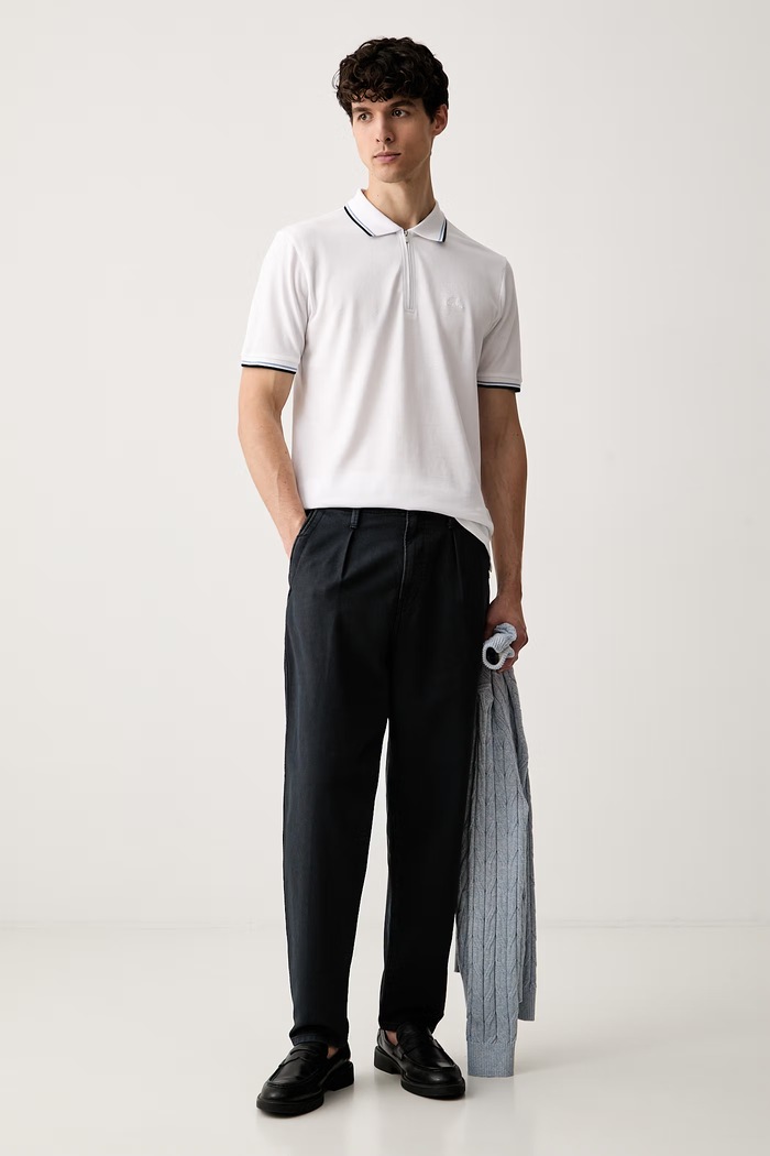 Lindbergh polo męskie bawełniane 30.404010ZIP biały SS26