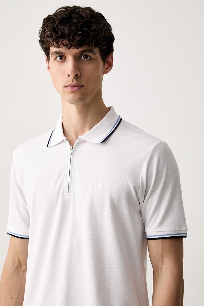 Lindbergh polo męskie bawełniane biały 30.404010ZIP