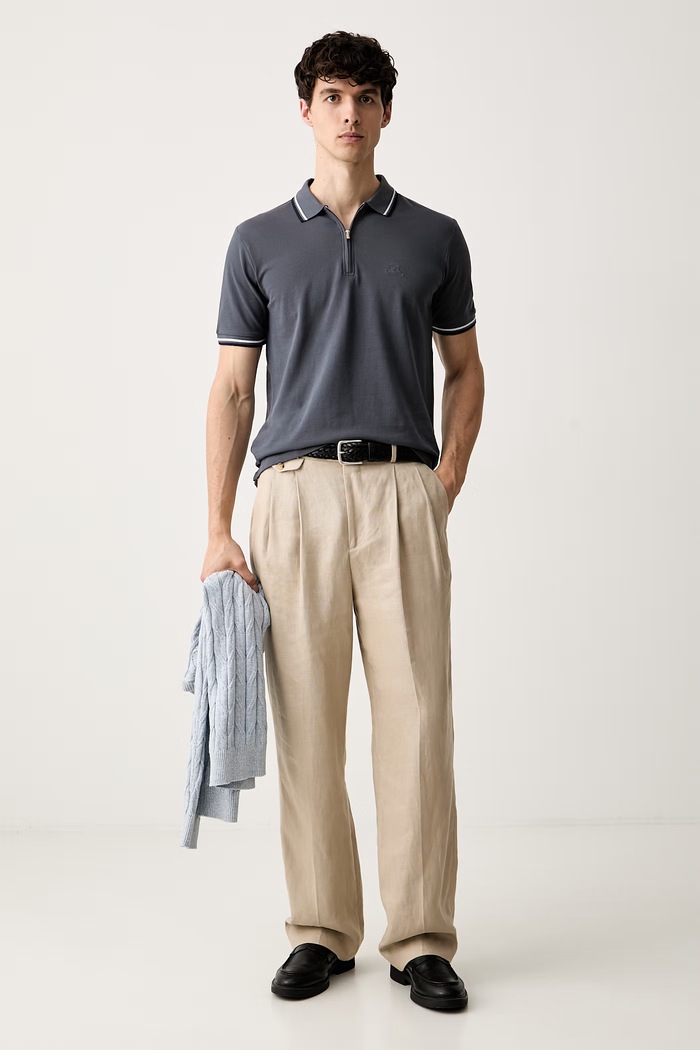 Lindbergh polo męskie bawełniane 30.404010ZIP granatowy SS26