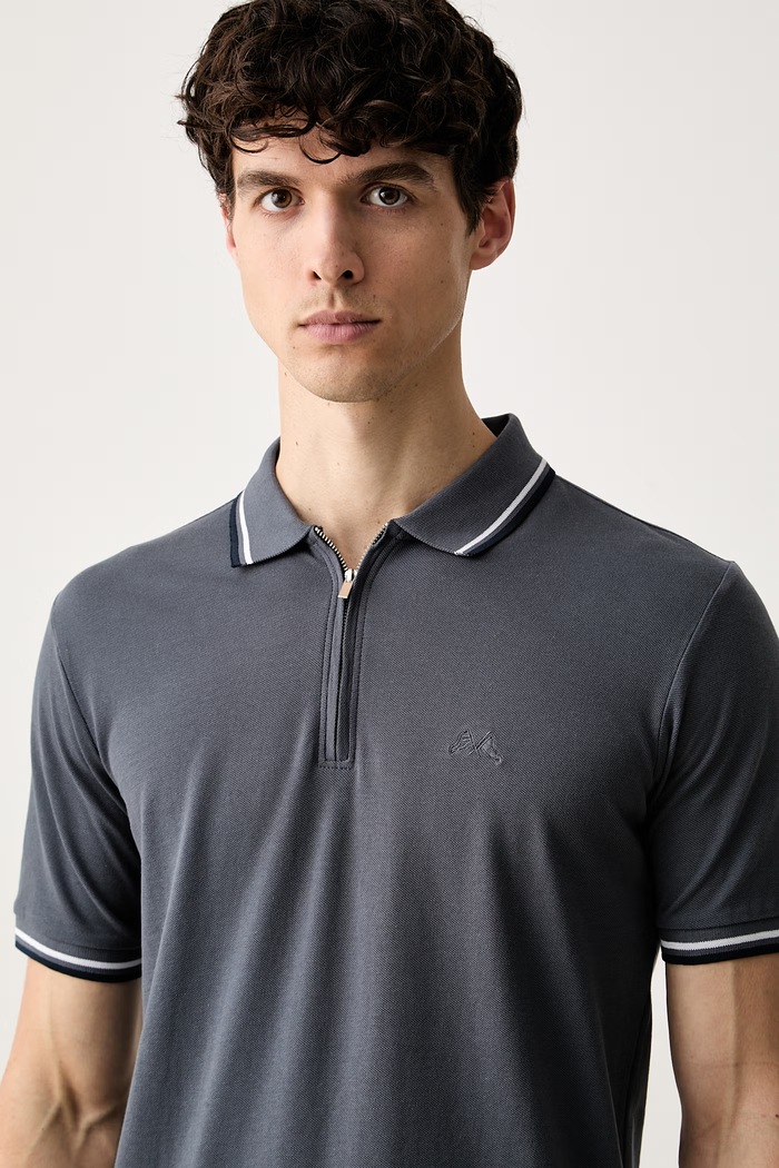 Lindbergh polo męskie bawełniane granatowy 30.404010ZIP
