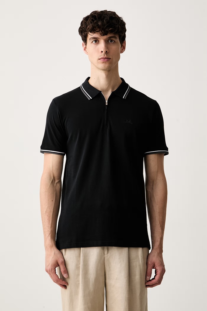 Lindbergh polo męskie bawełniane czarny 30.404010ZIP
