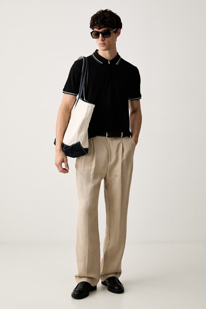 Lindbergh polo męskie bawełniane 30.404010ZIP czarny SS26