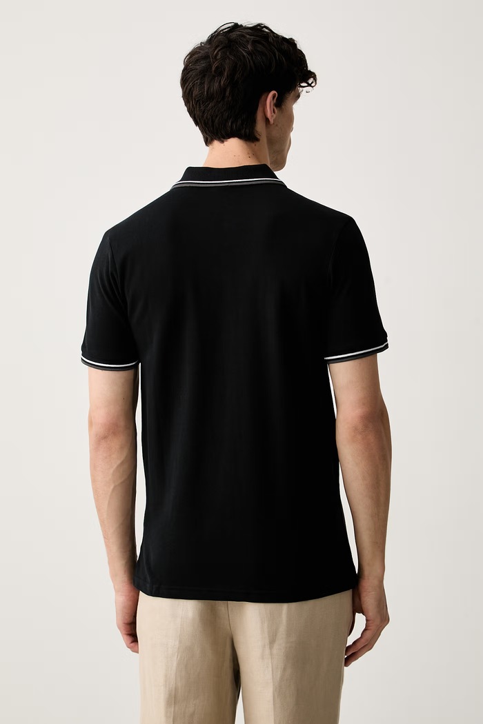 Odzież Lindbergh polo męskie bawełniane 30.404010ZIP czarny