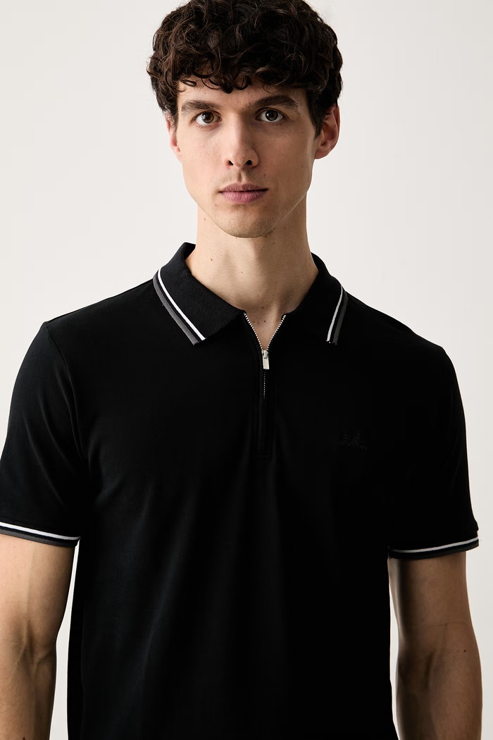Lindbergh polo męskie bawełniane czarny 30.404010ZIP