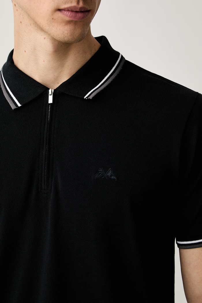 Lindbergh polo męskie bawełniane 30.404010ZIP czarny