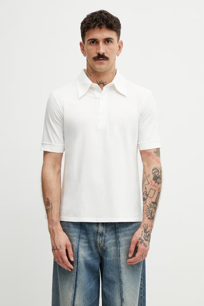 MM6 Maison Margiela polo din bumbac pentru bărbați alb SH2GL0011.M20108