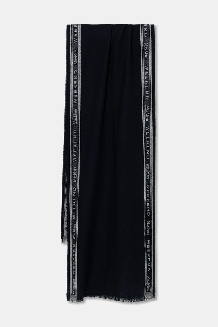 Šál s prímesou vlny Weekend Max Mara ABALDI látka tmavomodrá 2615541074600