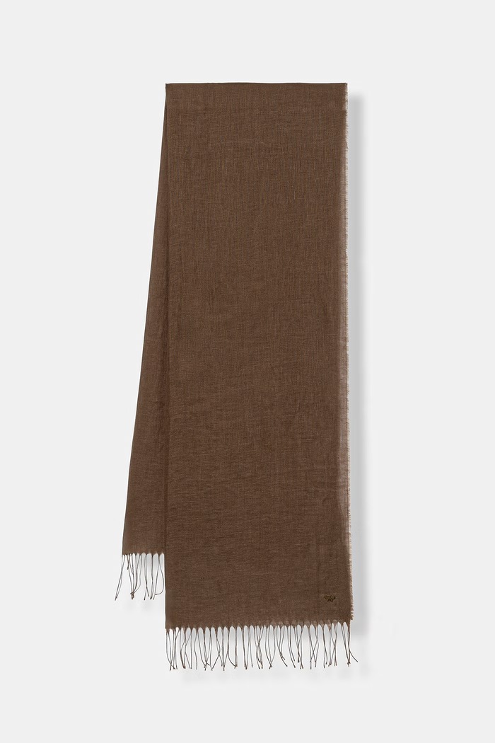 Weekend Max Mara Шал женски от лен ASIONBIO кафяв 2615541105600