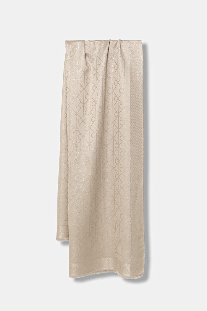 Calvin Klein szalik drobny wzór beżowy LV04F8062G