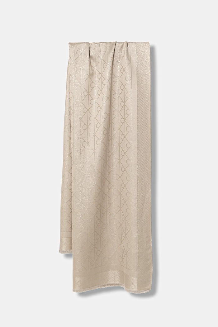 Calvin Klein szalik drobny wzór beżowy LV04F8062G