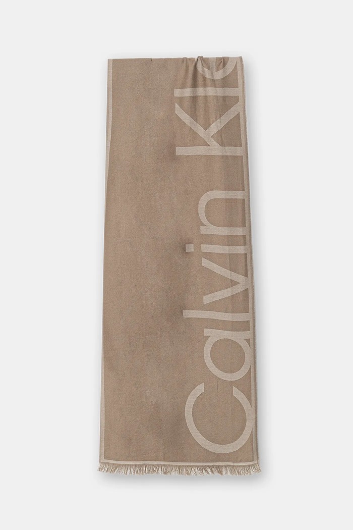 Calvin Klein szalik nadruk beżowy LV04F8066G