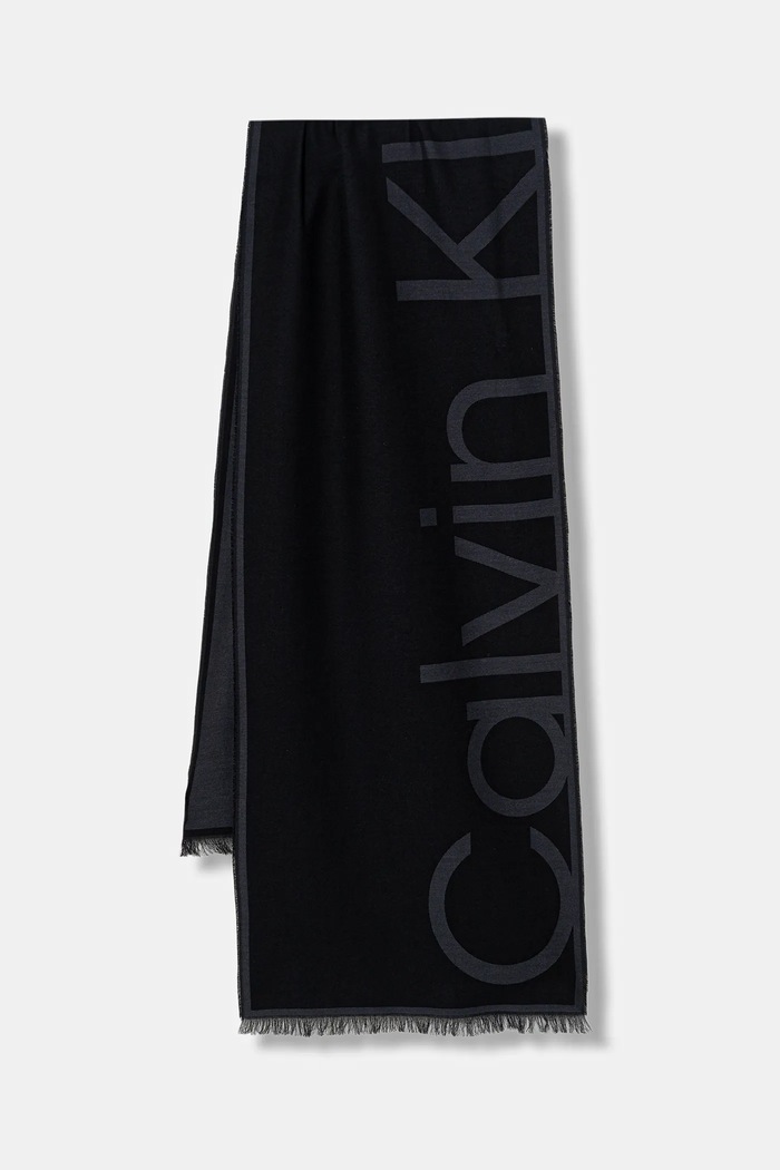 Κασκόλ Calvin Klein στάμπα μαύρο LV04F8066G
