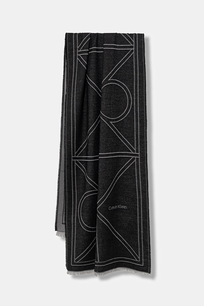 Κασκόλ Calvin Klein ύφασμα μαύρο LV04F8074G