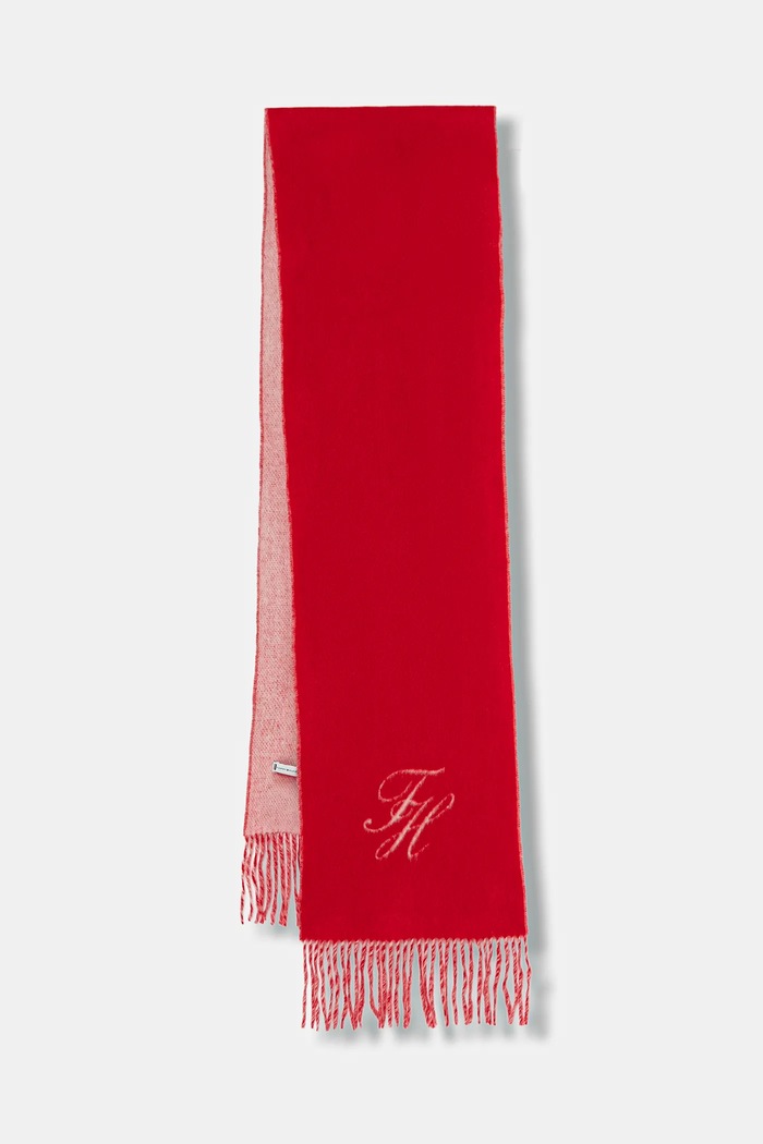 Vlněná šála Tommy Hilfiger látka červená AW0AW18222
