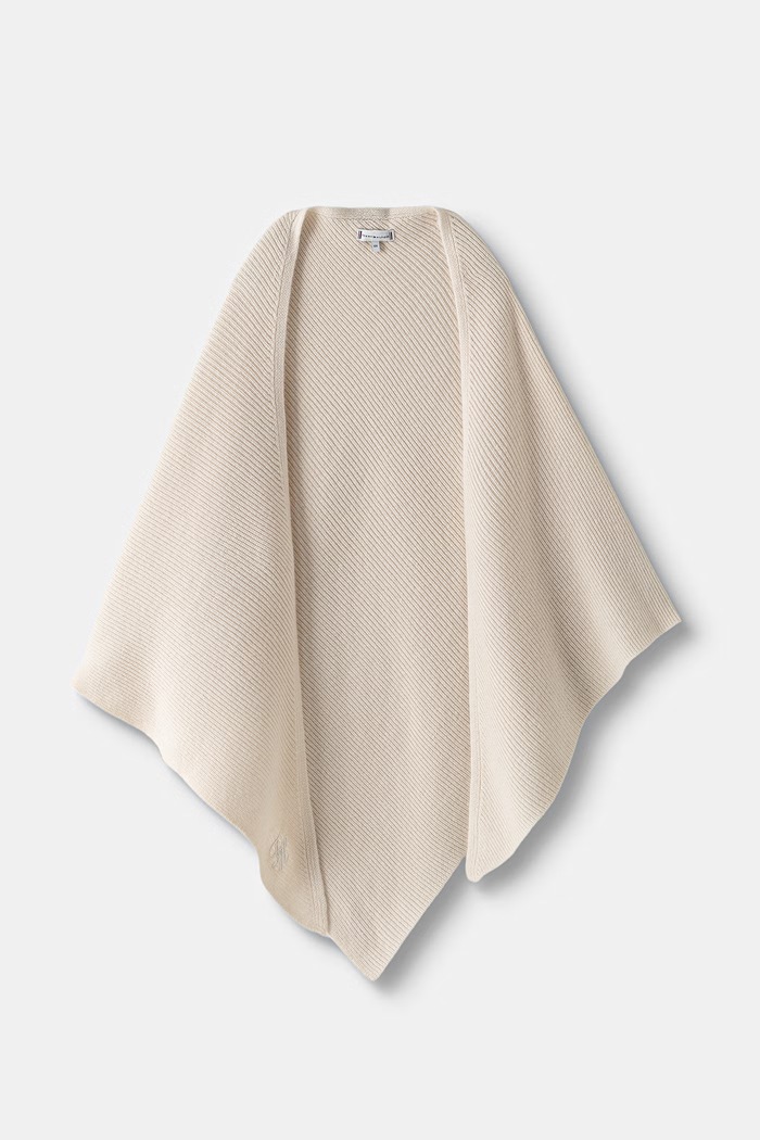 Tommy Hilfiger chusta damska wełniana aplikacja beżowy AW0AW18516