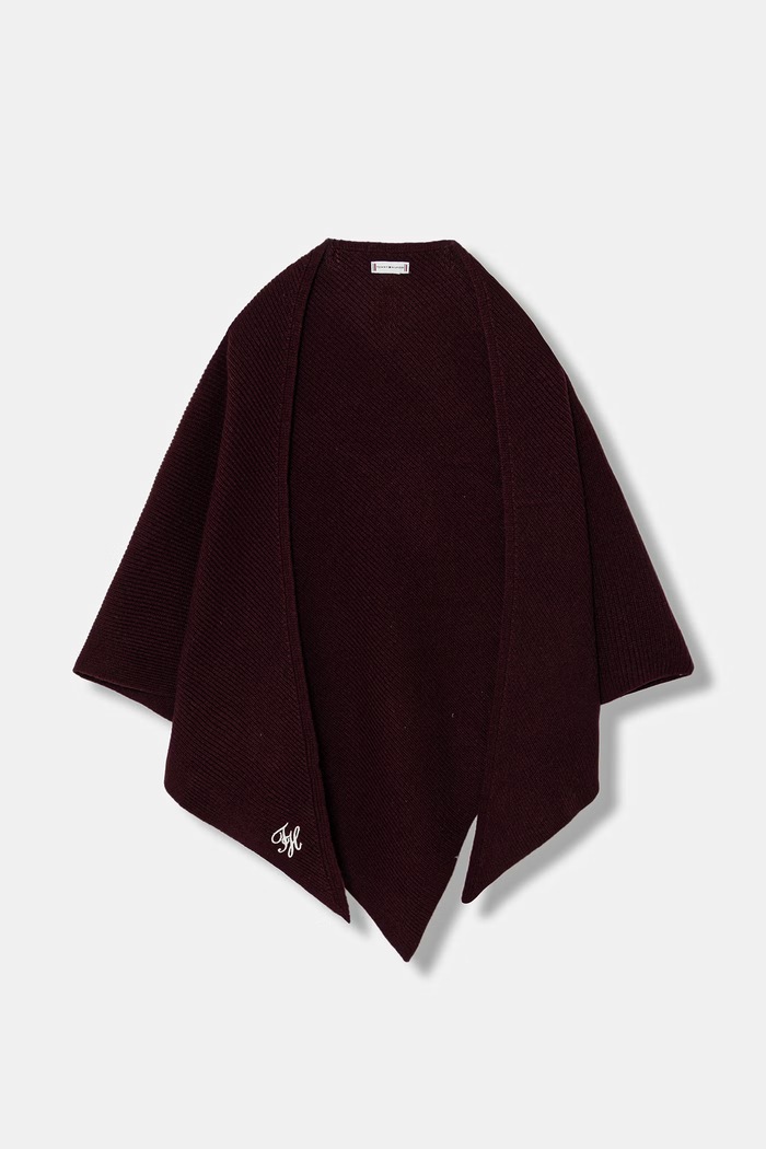 Vlněný šátek Tommy Hilfiger nášivka burgundské AW0AW18516