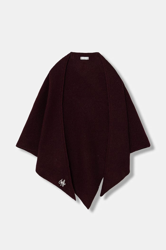 Vlněný šátek Tommy Hilfiger nášivka burgundské AW0AW18516