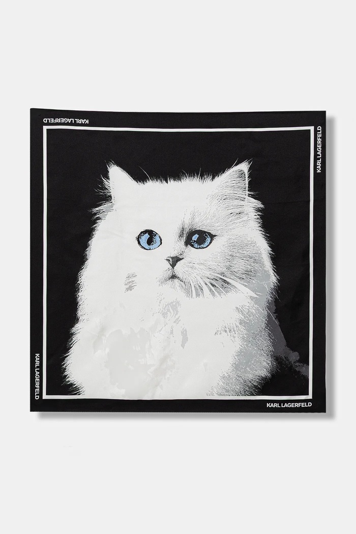 Hodvábna šatka Karl Lagerfeld IKON hodváb čierna B1W33034