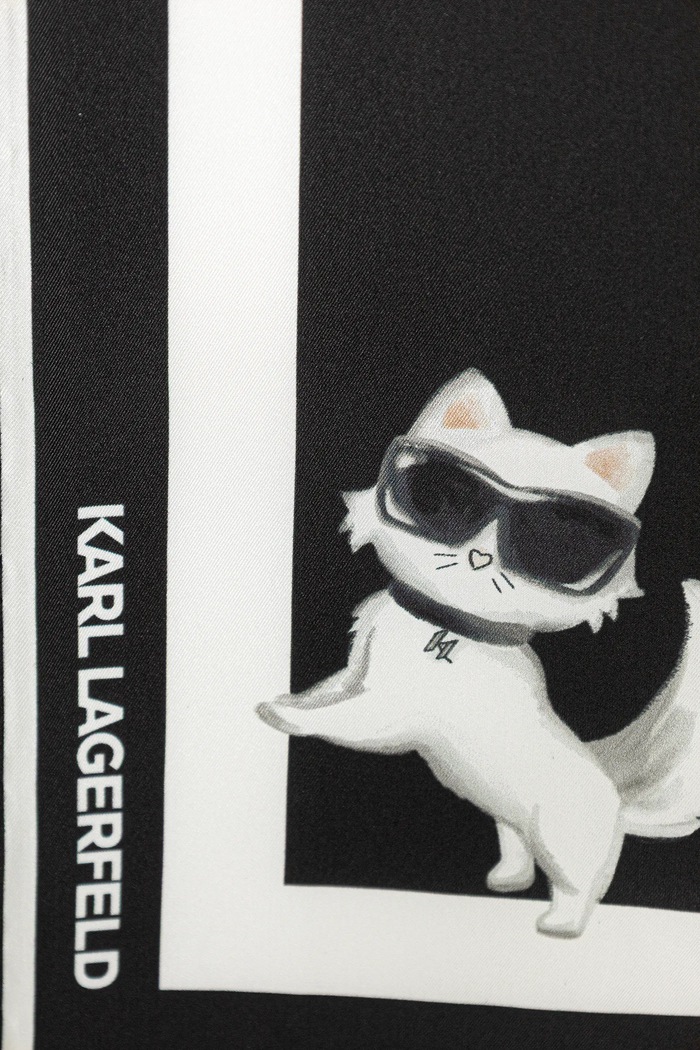 Karl Lagerfeld eșarfă de mătase IKON B1W33083 negru SS26