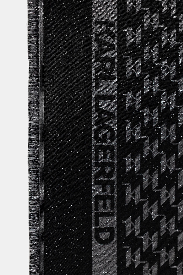 Šátek s příměsí hedvábí Karl Lagerfeld K/MONOGRAM B1W33026 černá SS26