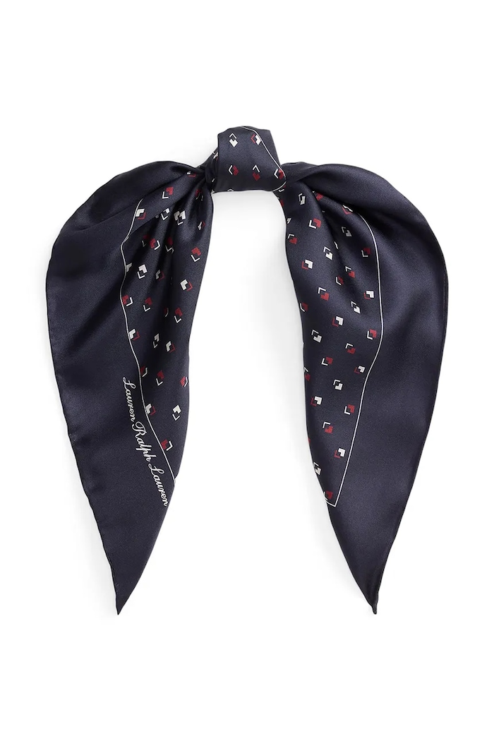 Hodvábna šatka Lauren Ralph Lauren hodváb tmavomodrá 454P09779