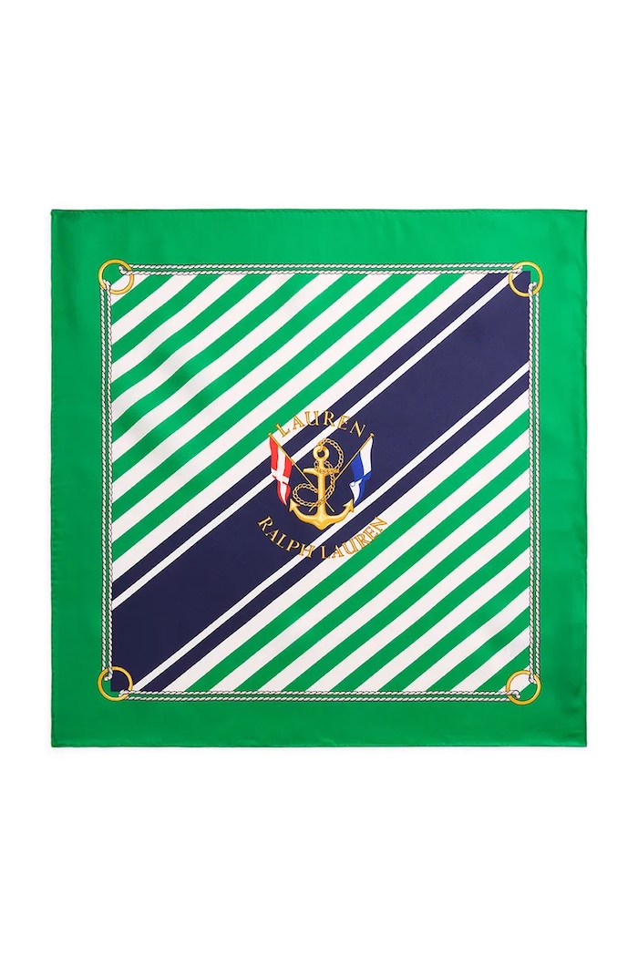 Lauren Ralph Lauren eșarfă de mătase 454P09785 verde SS26