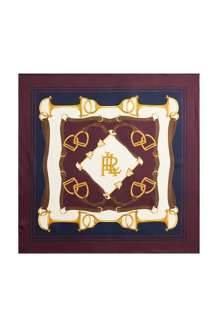Lauren Ralph Lauren apaszka jedwabna 454P09802 bordowy SS26