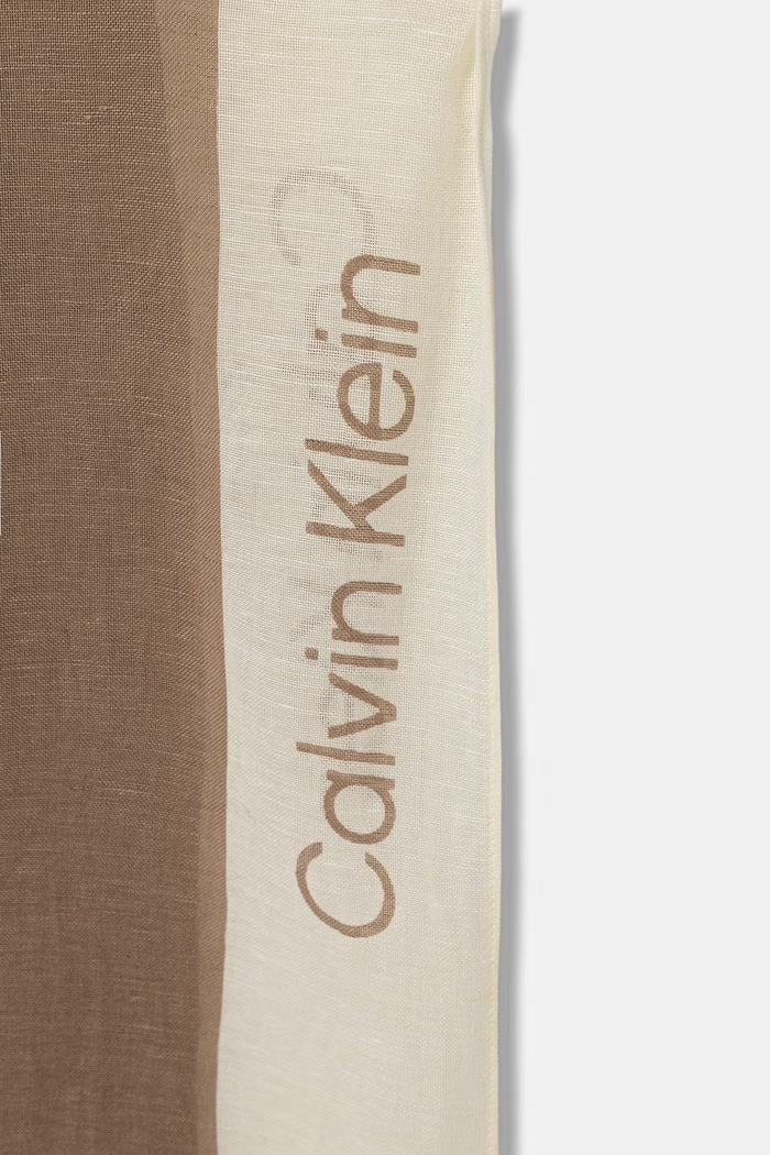 Calvin Klein šál dámský s příměsí lnu LV04F9021G béžová SS26