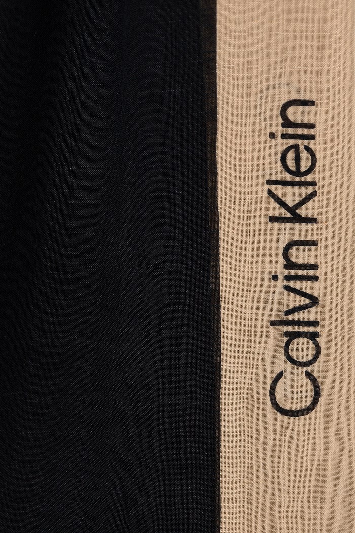 Calvin Klein șal pentru femei, cu amestec de in LV04F9021G negru SS26