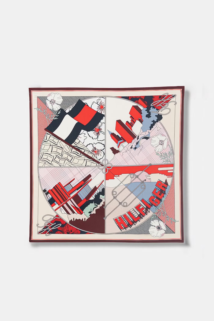 Tommy Hilfiger apaszka damska jedwabna czerwony AW0AW18332
