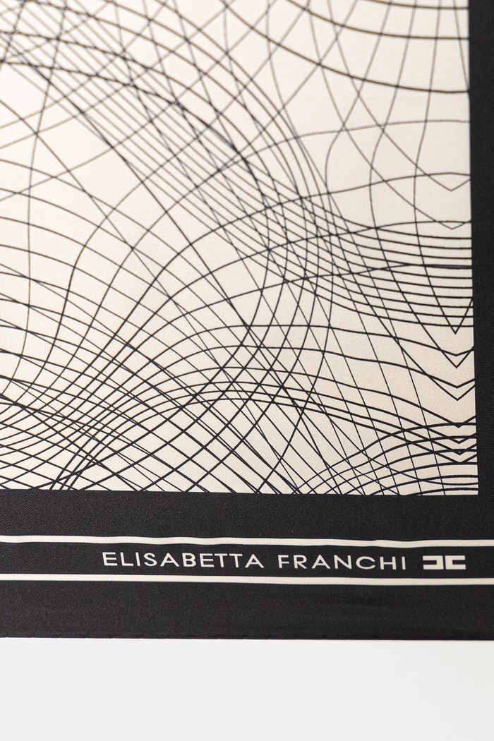 Elisabetta Franchi Κασκόλ τετράγωνο μαντήλι γυναικείο μεταξωτό FO17F62E2 μαύρο SS26