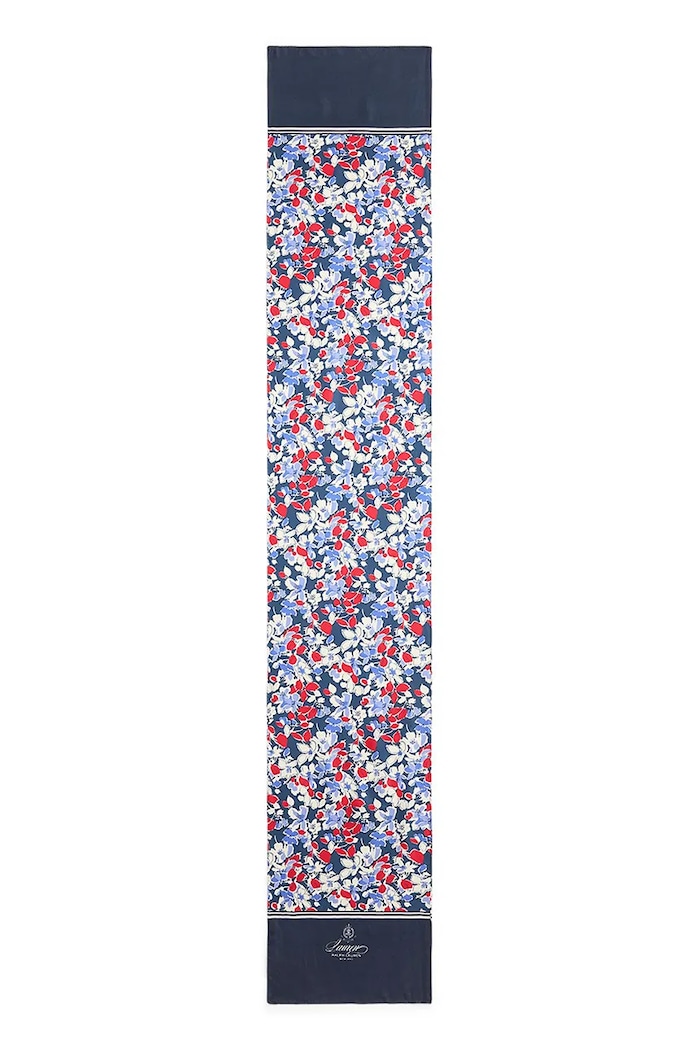 Lauren Ralph Lauren šál dámsky hodvábny 454P14488 tmavomodrá SS26