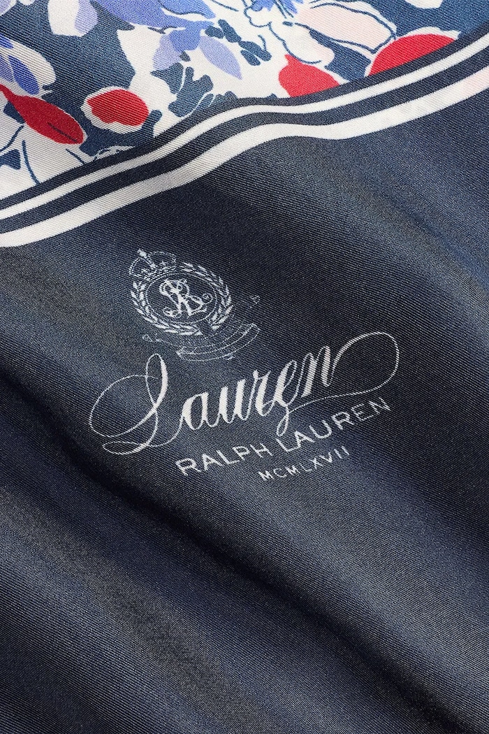 Doplnky Lauren Ralph Lauren šál dámsky hodvábny 454P14488 tmavomodrá