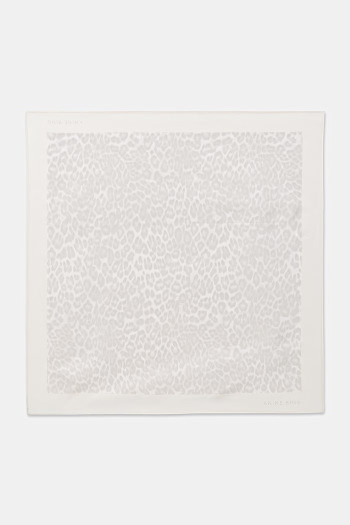 Anine Bing YORK SCARF - WASHED WHITE LEOPARD neck scarf silk Women's beige A.12.12400.MTL20