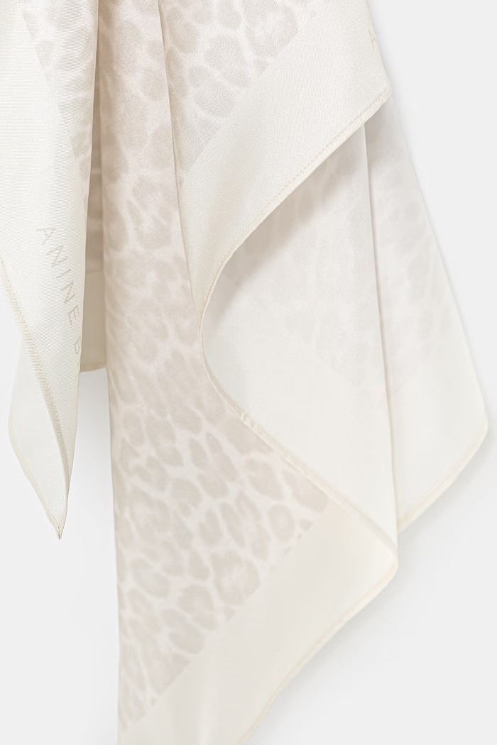 Anine Bing YORK SCARF - WASHED WHITE LEOPARD neck scarf silk Women's A.12.12400.MTL20 beige SS26