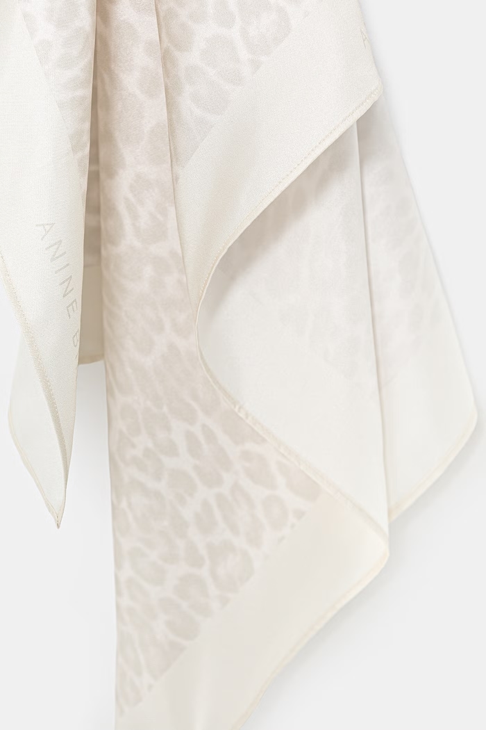 Anine Bing YORK SCARF - WASHED WHITE LEOPARD neck scarf silk Women's A.12.12400.MTL20 beige SS26