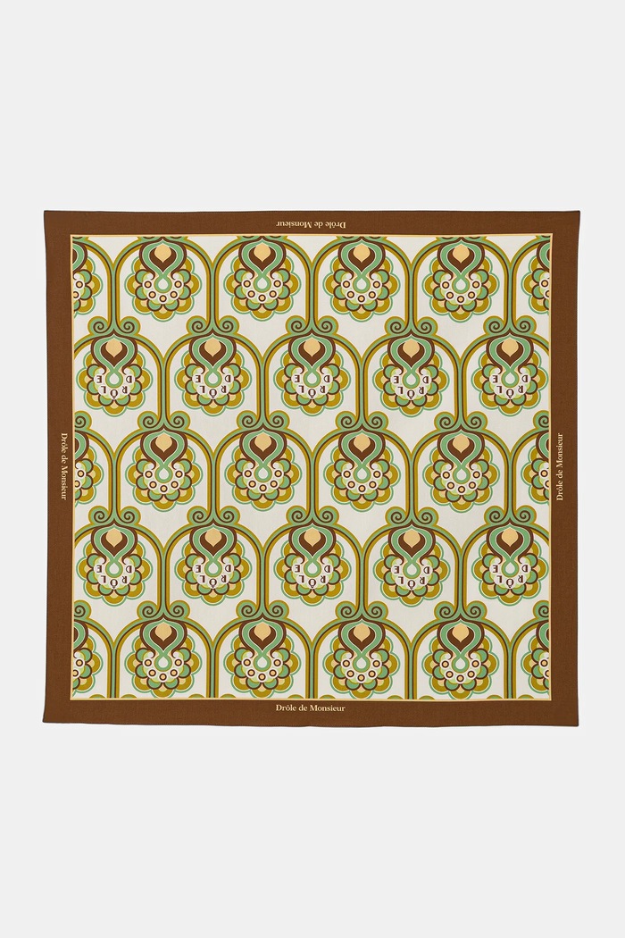 Bavlnená šatka Drôle de Monsieur Foulard Tapisserie Florale vzorovaný zelená J.BA023.CO262.GN