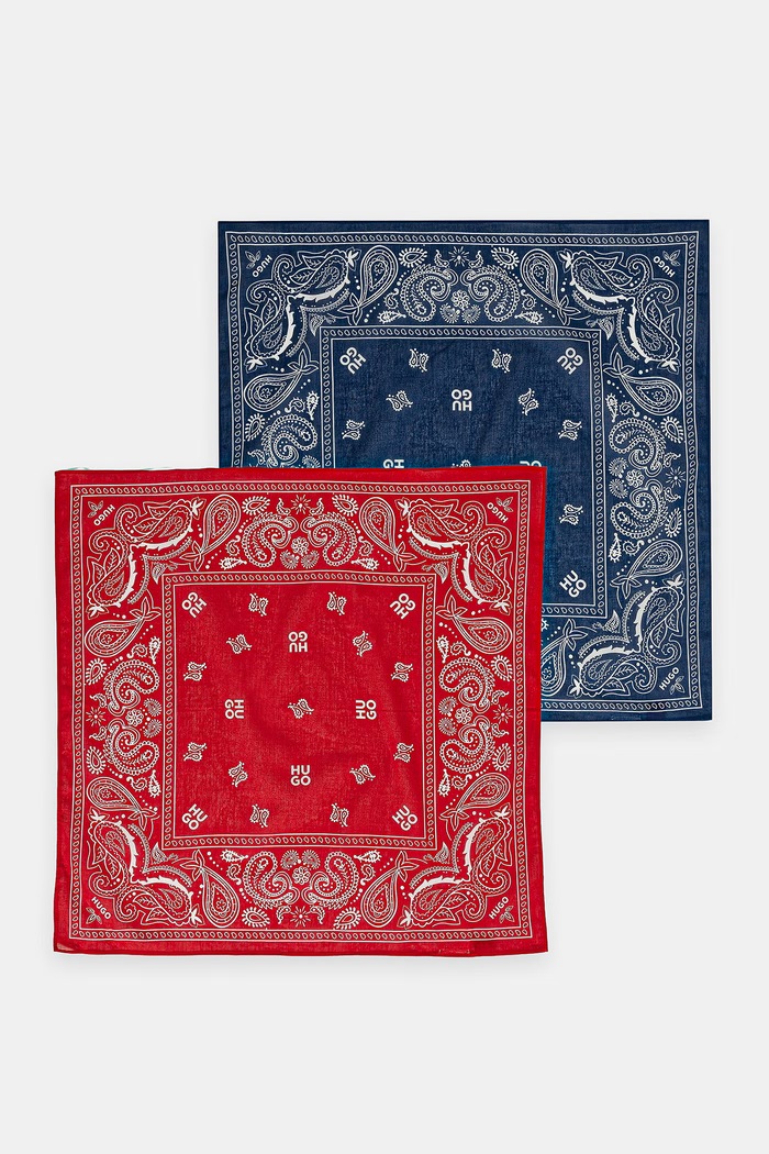 HUGO svilena ruta moška bombažna 2Bandana_pack_M modra 50561669