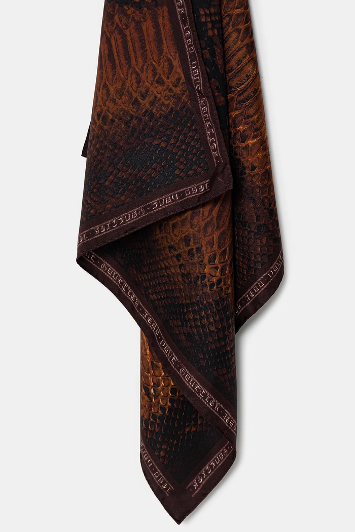 Шелковый платок на шею Jean Paul GAULTIER Python 26.01.U.AC074.W074 коричневый SS26