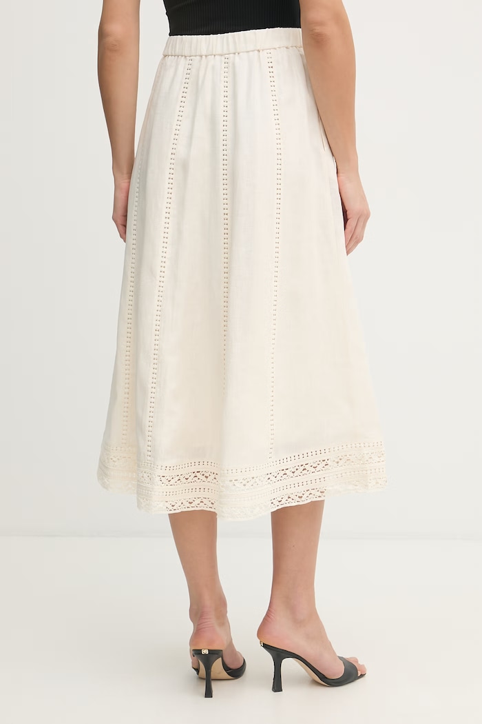 Odzież Weekend Max Mara spódnica lniana GERGO 2615101012600 beżowy