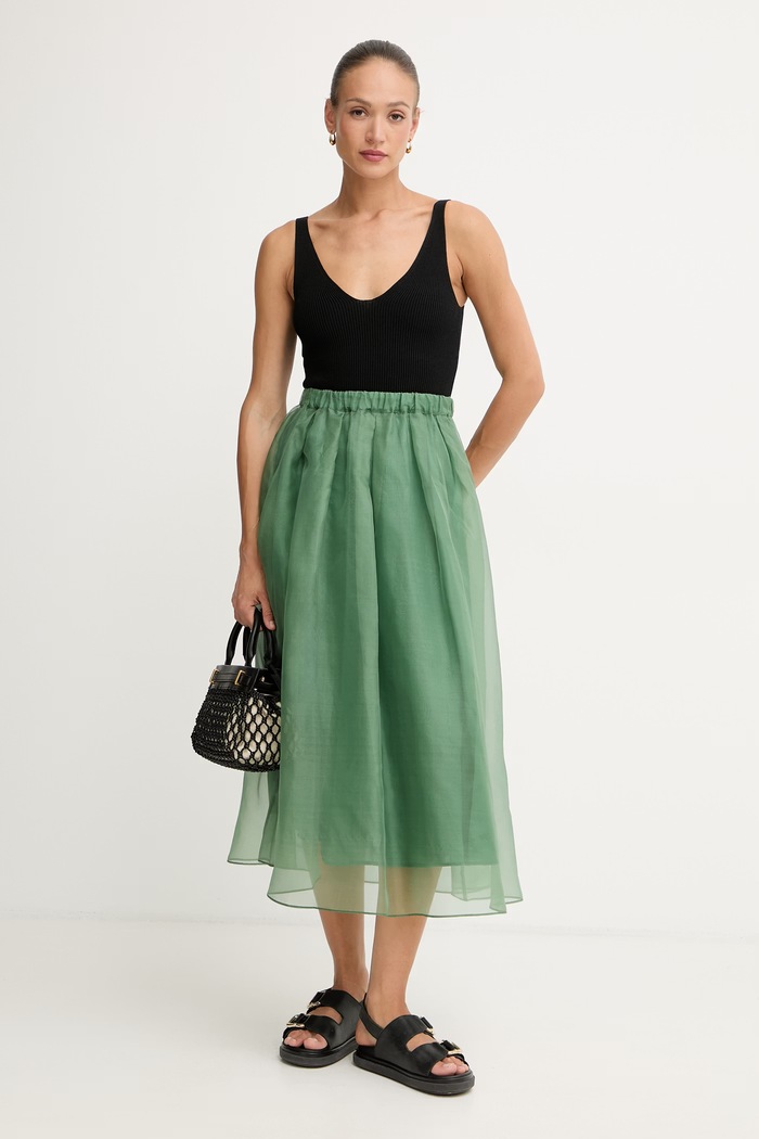 Weekend Max Mara sukňa hodvábna VISINO 2615101032600 zelená SS26
