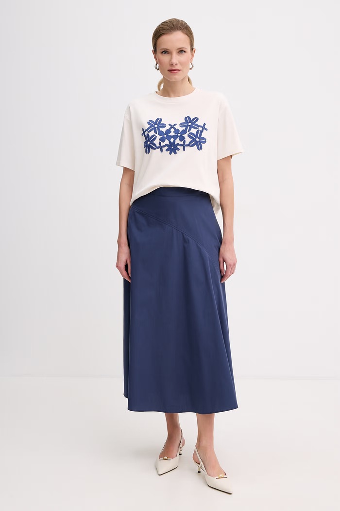 Weekend Max Mara sukňa bavlnená ZATTERA 2615101042600 tmavomodrá SS26